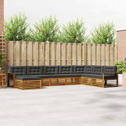 Outdoor Sofa Set 8 Pieces Garden Furniture Acacia Wood Natural Anthracite