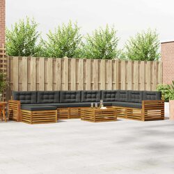 Outdoor Sofa Set 9 Pieces Natural Anthracite Acacia Wood Patio Sectional