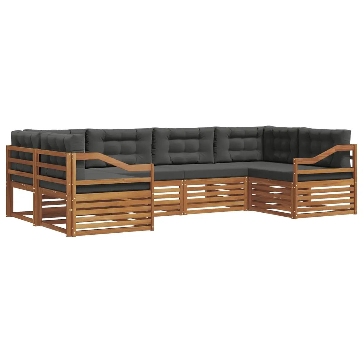 Outdoor Sofa Set 6 Pieces Garden Furniture Natural Anthracite Modular Patio