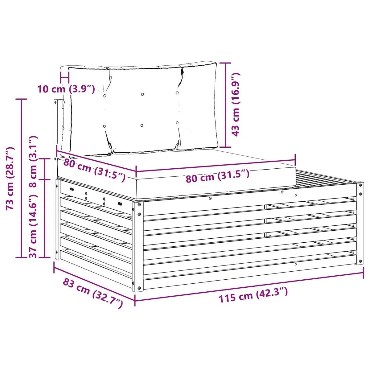 Outdoor Sectional Sofa Set Garden Patio Furniture Modular Seating Arrangement
