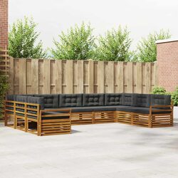 Outdoor Sofa Set 9 Pieces Garden Furniture Natural Anthracite Patio Seating