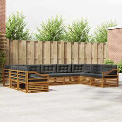 Outdoor Sofa Set 9 pcs Garden Furniture Natural Anthracite Acacia Wood Patio