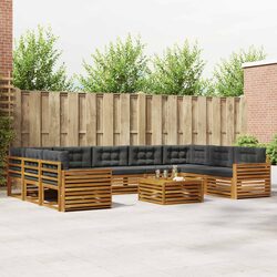 Outdoor Sofa Set 10 Pieces Modular Garden Furniture Natural Anthracite Acacia