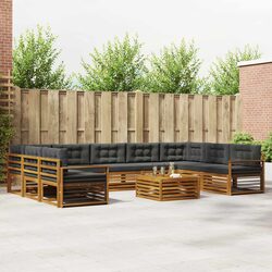 Outdoor Sofa Set 10 Pieces Natural Anthracite Acacia Wood Garden Furniture