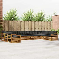 Outdoor Sofa Sets 10 pcs Garden Furniture Natural Anthracite Acacia Wood