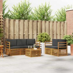 Outdoor Sofa Sets 6 Pcs Garden Furniture Natural Anthracite Acacia Wood Modular