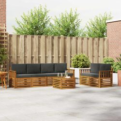 Outdoor Sofa Set 7 pcs Garden Furniture Natural Anthracite Solid Acacia Wood