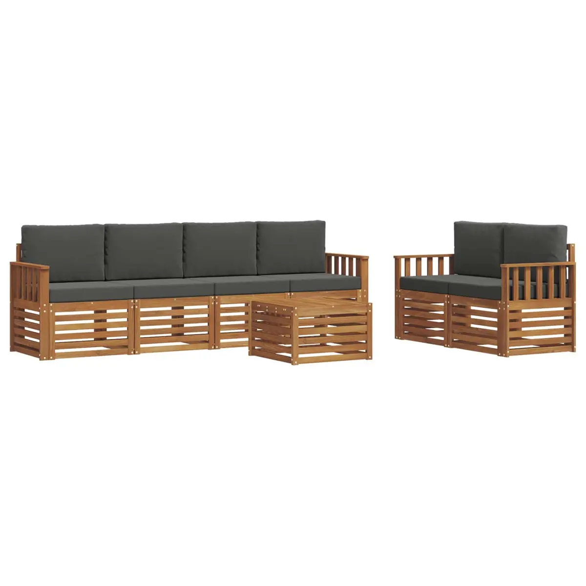 Outdoor Sofa Set 7 pcs Garden Furniture Natural Anthracite Solid Acacia Wood