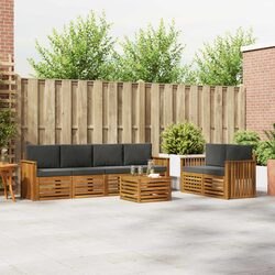Outdoor Sofa Set 7 Pieces Garden Furniture Patio Lounge Acacia Wood Natural