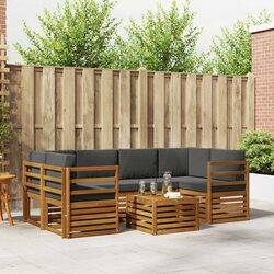 Outdoor Sofa Set 7 Pieces Natural Anthracite Solid Acacia Wood Garden Furniture