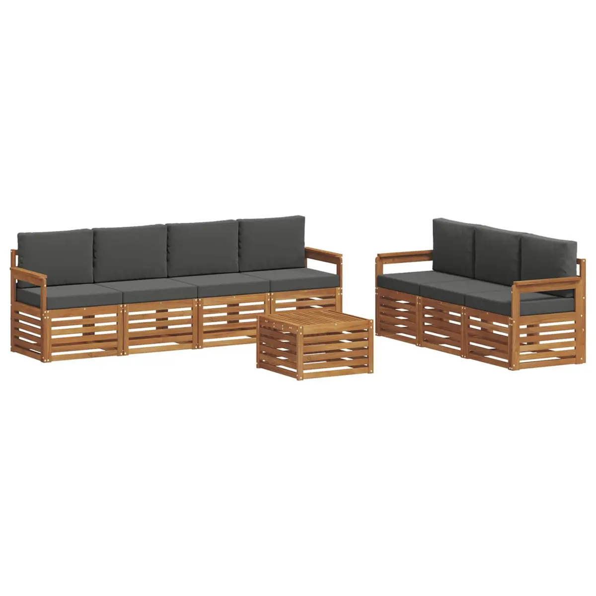 Outdoor Sofa Sets 8 Pieces Garden Furniture Natural Anthracite Wood Modular