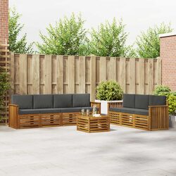 Outdoor Sofa Set 8 Pieces Garden Furniture Natural Anthracite Wood Modular