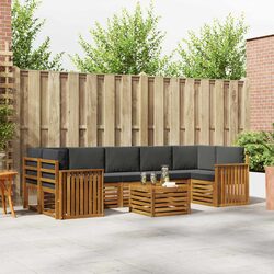 Outdoor Sofa Set 8 Pieces Natural Anthracite Solid Acacia Wood Garden Furniture