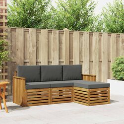 Outdoor Sofa Set 4 Pieces Natural Anthracite Garden Furniture Patio Seating
