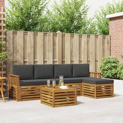 Outdoor Sofa Set 6 Piece Garden Furniture Acacia Wood Natural Anthracite Modular