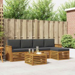 Outdoor Sofa Set 6 Piece Garden Furniture with Cushions Natural Anthracite