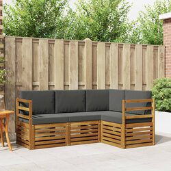 Outdoor Sofa Set 4 Pieces Natural Anthracite Acacia Wood Garden Furniture Modern