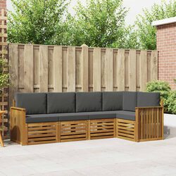 Sectional Sofa Set 5 Pieces Outdoor Garden Furniture Natural Anthracite Modular