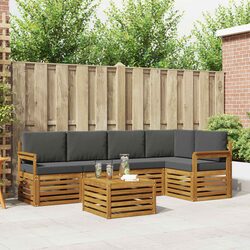 Outdoor Sectional Sofa Set 6 pcs Garden Furniture Natural Anthracite Modular