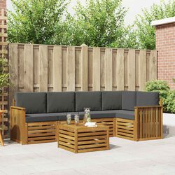 Sectional Sofa Set 6 Pieces Outdoor Garden Furniture Natural Anthracite Modular