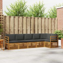 Sectional Sofa Set 6 Pcs Outdoor Garden Furniture Natural Anthracite Modular