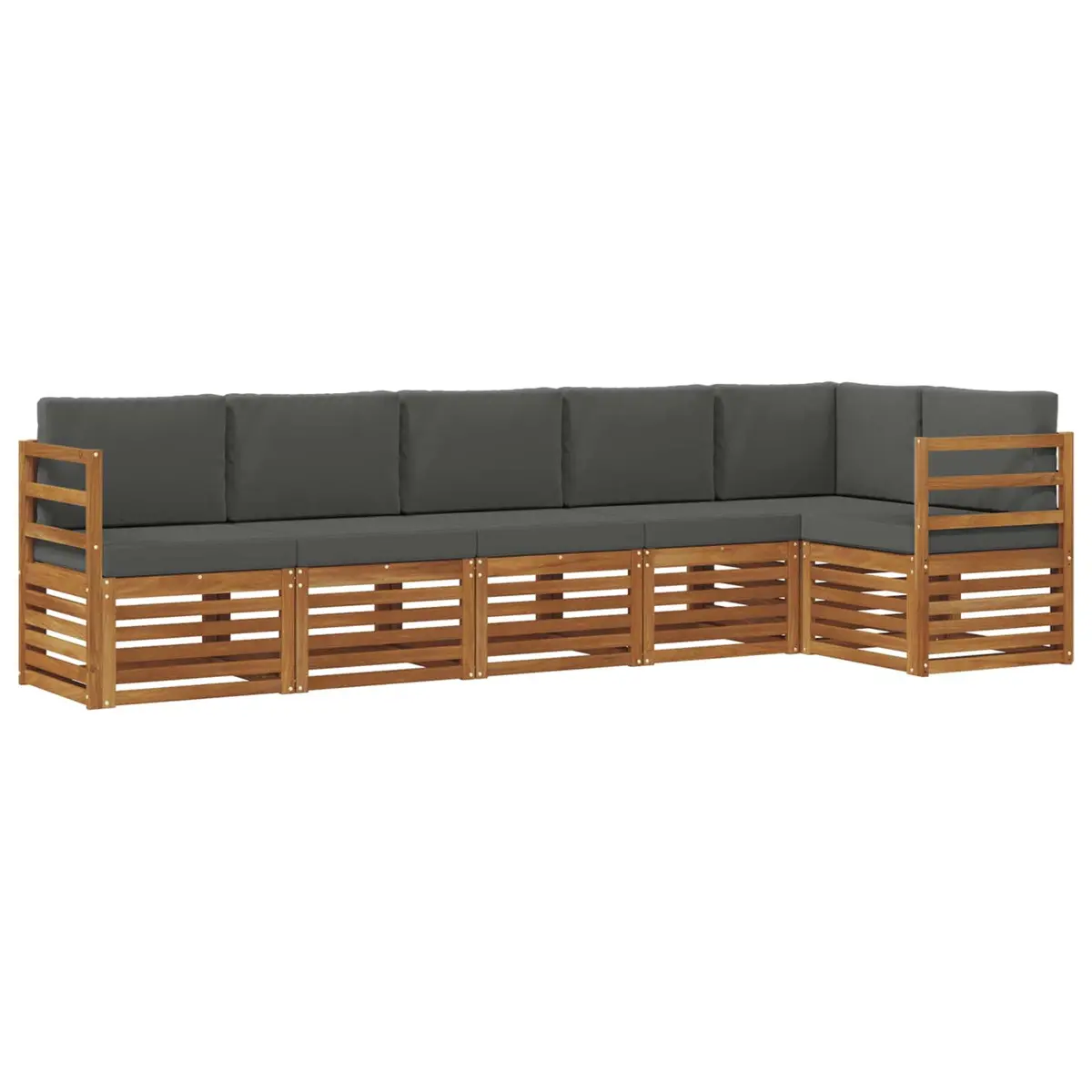 Sectional Sofa Set 6 Pcs Outdoor Garden Furniture Natural Anthracite Modular