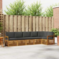 Sectional Sofa Set 6 Piece Outdoor Garden Furniture Natural Anthracite Cushion
