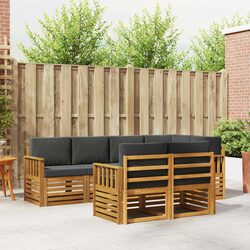 Sectional Sofa Set 7 Piece Outdoor Garden Furniture Natural Anthracite Modular