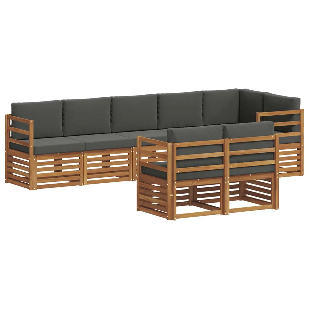 Outdoor Sofa Set Modular 8 Piece Natural Anthracite Solid Acacia Wood