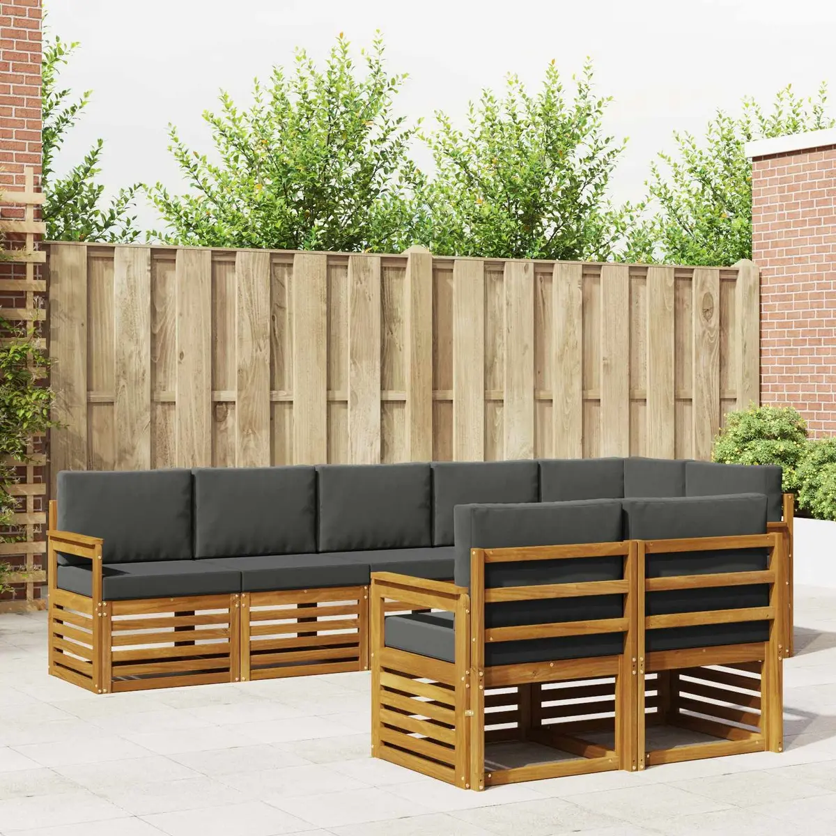 Sofa Sets 8 pcs Garden Furniture Outdoor Lounge Natural Anthracite Acacia Wood