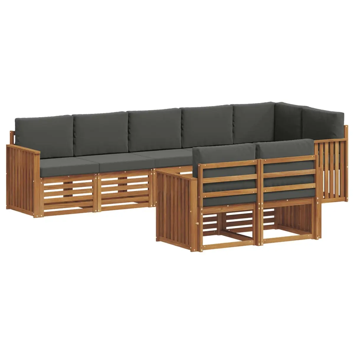 Outdoor Sofa Set Modular 8 Piece Natural Anthracite Solid Wood Garden Furniture