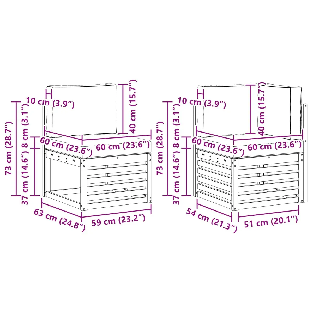 Outdoor Sofa Set Modular 8 Piece Natural Anthracite Solid Wood Garden Furniture