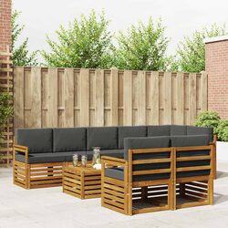 Outdoor Sectional Sofa Set 9 Pieces Modular Garden Furniture Natural Anthracite