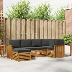 Sectional Sofa Set 6 Pieces Outdoor Garden Furniture Natural Anthracite Modular