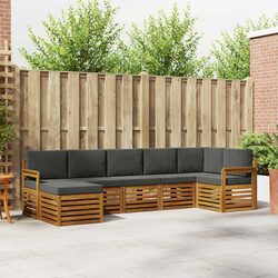 Sectional Sofa Set 7 Pieces Outdoor Garden Furniture Natural Anthracite Acacia