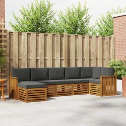 Sectional Sofa Set 7 Pieces Natural Anthracite Outdoor Garden Furniture Modular