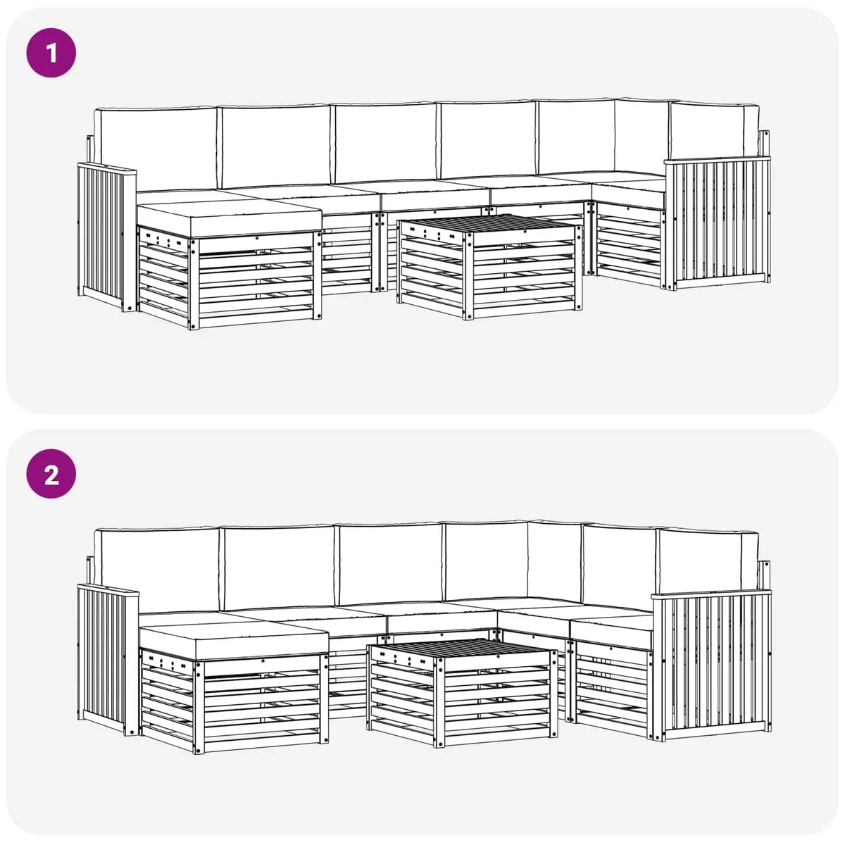 Outdoor Sofa Set 8 Pieces Garden Furniture Solid Wood Patio Seating Modular