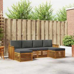 Outdoor Sofa Set 6 Piece Modular Garden Patio Furniture Solid Acacia Wood Brown