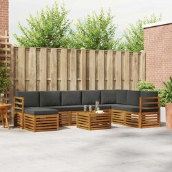 Outdoor Sofa Set 9 Pieces Garden Furniture Solid Wood Modular Lounge Seating