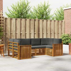 Outdoor Sectional Sofa Set 6 Piece Garden Furniture Modular Lounge Brown