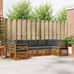 Outdoor Sectional Sofa Set 7-Piece Modular Garden Patio Furniture Acacia Wood