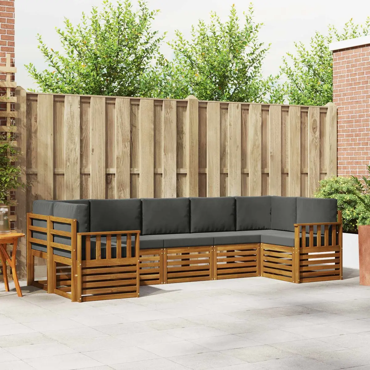 Outdoor Sectional Sofa Set 7 Piece Modular Patio Garden Furniture Brown Wood