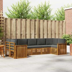 Outdoor Sectional Sofa Set 7 Pieces Modular Garden Patio Furniture Brown Natural