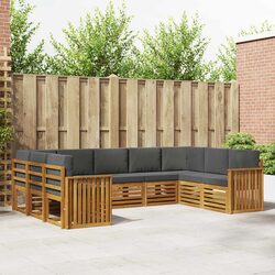 Outdoor Sectional Sofa Set 9 Piece Modular Garden Furniture Acacia Wood Natural
