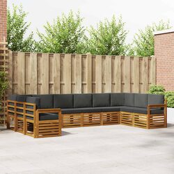 Sectional Sofa Set Outdoor Garden Patio Furniture 10 Pieces Natural Brown