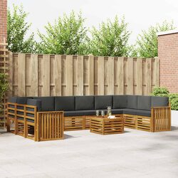 Outdoor Sofa Set 11 Piece Modular Garden Furniture Acacia Wood with Cushions