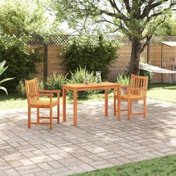 Garden Dining Set 3 Pieces Solid Acacia Wood Brown Outdoor Furniture Table