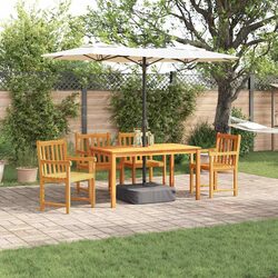 Garden Dining Set 5 Pieces Brown Solid Wood Outdoor Furniture Patio Table Chairs