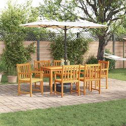 Garden Dining Set 7 Pieces Brown Wood Outdoor Furniture Patio Table Chairs