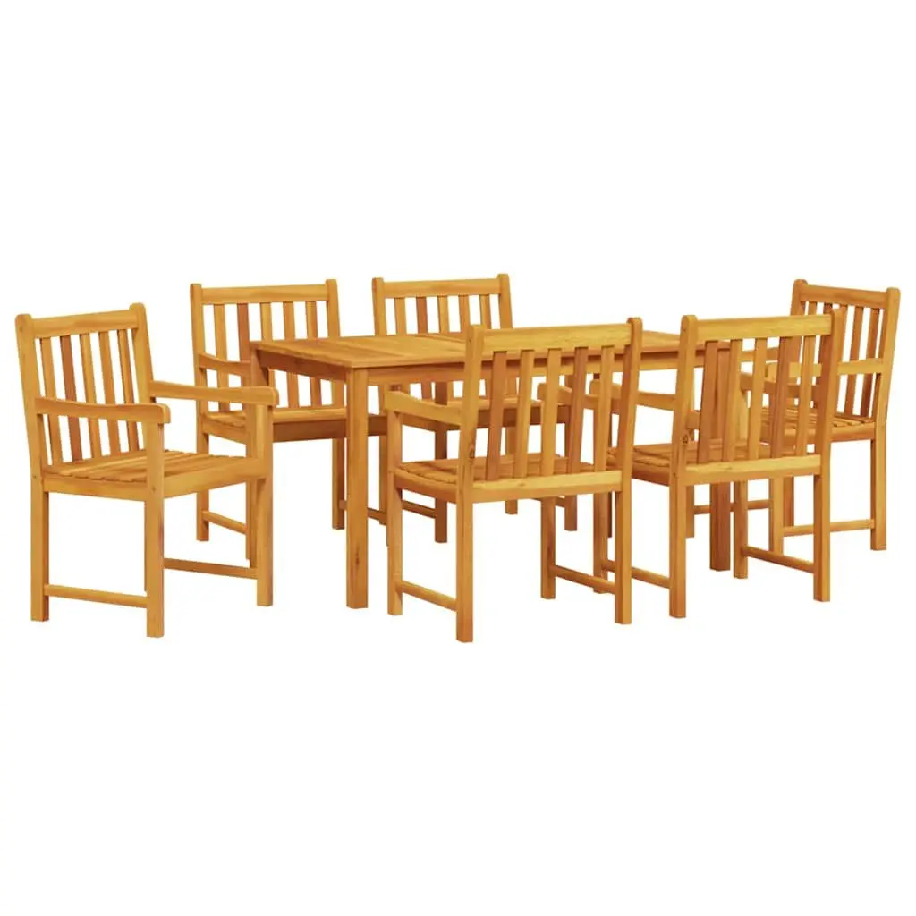 Garden Dining Set 7 Pieces Brown Solid Acacia Wood Outdoor Furniture